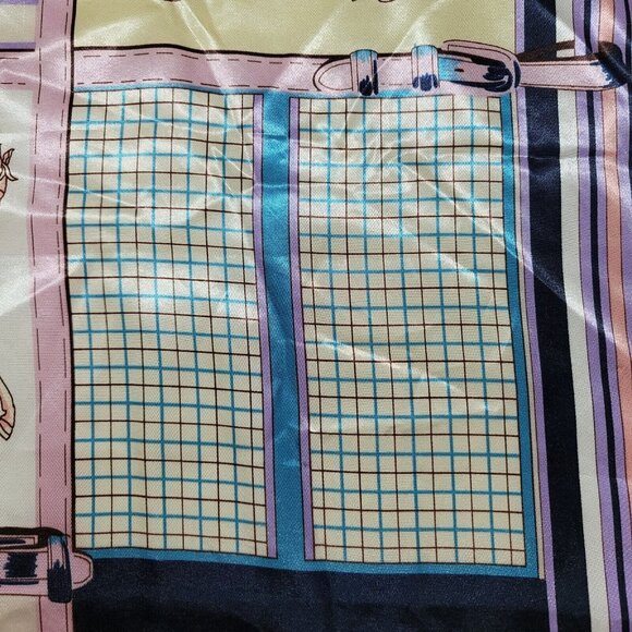 Show Horse Scarf Pink Purple Blue Gold 100% POLYESTER 35 x 35" Silky Race Equine - Picture 10 of 16
